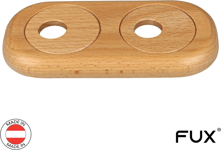 3 Stück Doppel Heizungsrohr Rosette, Rohrabstand variabel, verschiedene Echthölzer und Grössen, Rohr