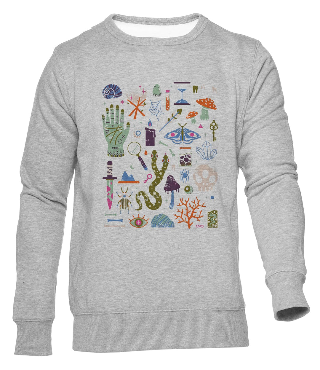Curiosities Unisex Jumper Herren Dammen Grau Rundhals Lange Ärmel Sweatshirt Men&