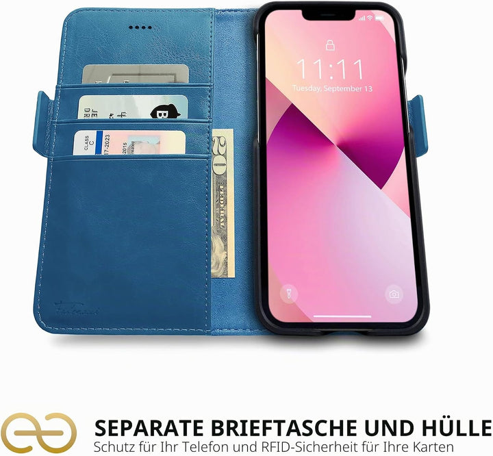 Dreem Fibonacci kompatibel mit iPhone 13 Brieftaschen-Etui / 2-in-1 stossfestes Etui und abnehmbares