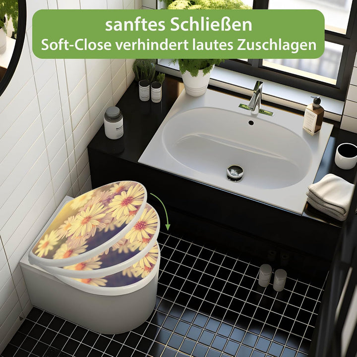 banjado Toilettendeckel mit Absenkautomatik 44,5x37cm - Soft Close Toilettensitz - WC Sitz mit Absen