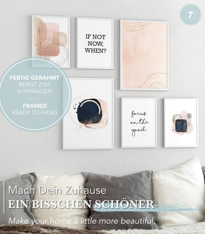 Papierschmiede® Mood Poster Set Rosa Abstrakt, Fertiges Bilder Set mit Rahmen (Holz, weiss), Wohnzim