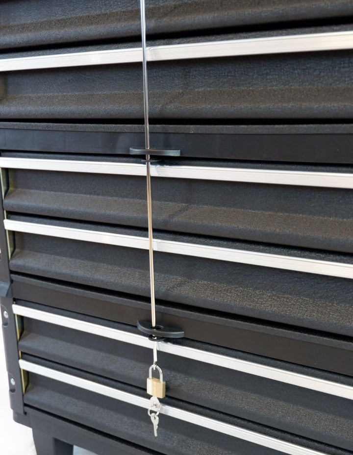 ASS Metall Werkzeugtrolley Werkstattwagen XXL Type: B3-B BLACK EDITION schwarz mit Schubladenverrieg