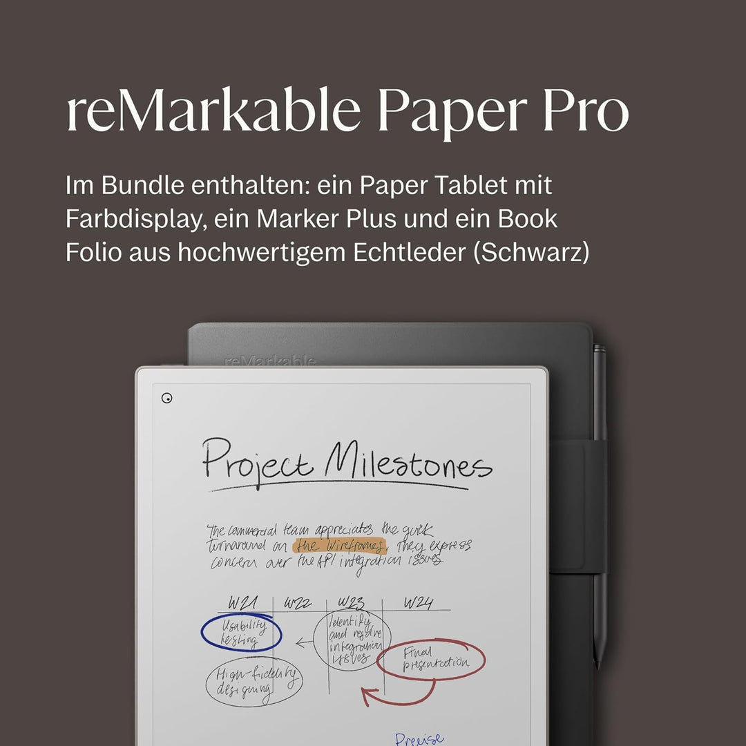 reMarkable Paper Pro-Bundle – Leder-Folio-Schutzhülle | 30,6 cm (11,8 Zoll) Farbdisplay und Leselamp