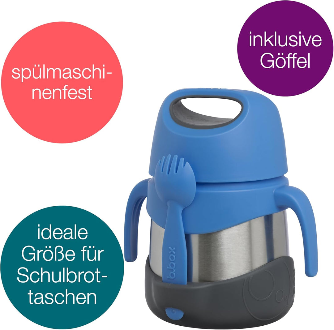 b.box Isolierte Lebensmitteldose mit doppelwandigem Edelstahl und Löffel, Kinder-Lunchbox für heisse