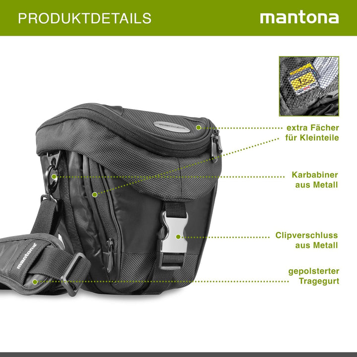 Mantona Colt Kameratasche - Universaltasche inkl. Schnellzugriff, Staubschutz, Tragegurt und Zubehör