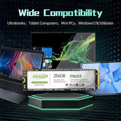Fikwot FN203 256GB M.2 SATA SSD - SLC Cache 3D NAND TLC SATA III 6Gb/s M.2 2280 NGFF Internal Solid