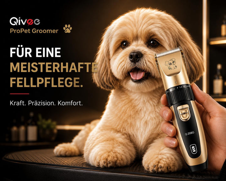 Profi-Tierhaarschneidemaschine, Kabellos, Wiederaufladbar, mit 4 Kammaufsätzen und 2 Akkus, Champagn