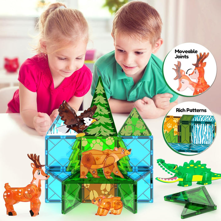 Oriate Magnetspiel Jungle Animal Magnetische Bausteine, Magnetspiel Tiere Magnetbausteine Kinder, Mo