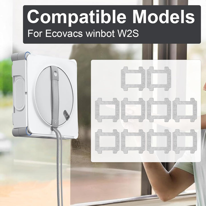 10 Stück Reinigungstuch Ersatz für Ecovacs Winbot W2S / W2S Omni Fensterputzroboter, Ersatztücher Re