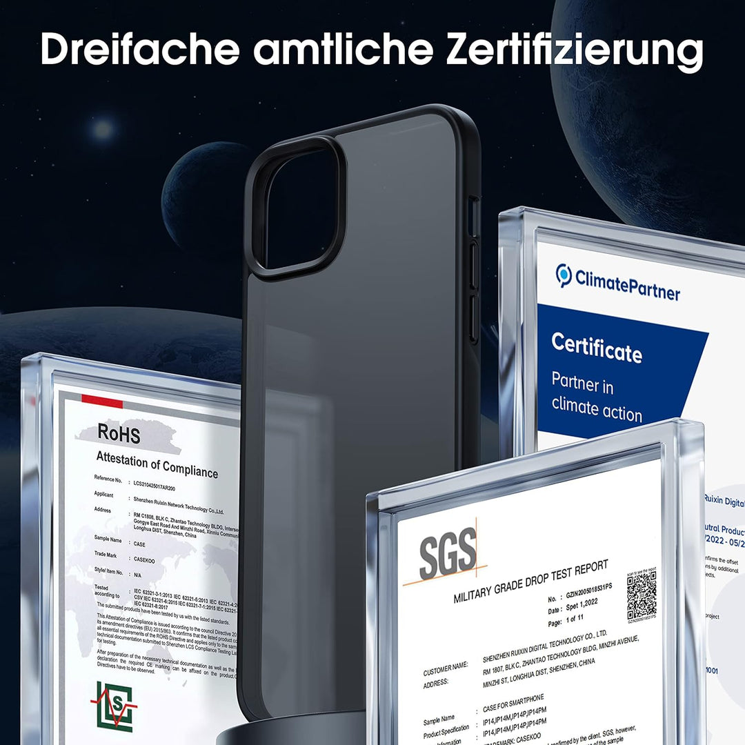 CASEKOO Matt Power für iPhone 13 Hülle, iPhone 14 Hülle [TOP Militärschutz] Stossfeste Kratzfeste Sc