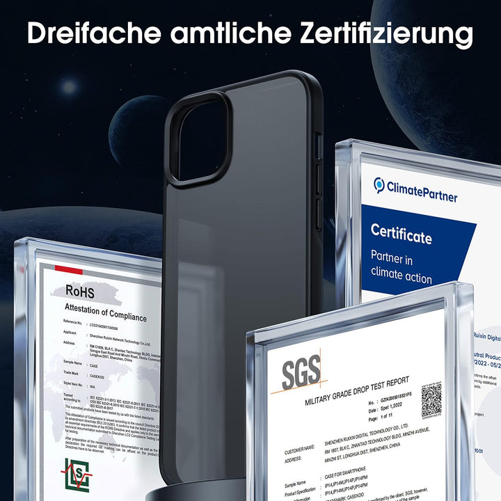 CASEKOO Matt Power für iPhone 13 Hülle, iPhone 14 Hülle [TOP Militärschutz] Stossfeste Kratzfeste Sc