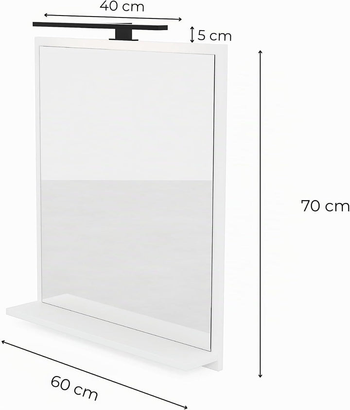 Weiss Badspiegel mit Beleuchtung 4000 K IP44 H:70 x B: 60 cm - Bathroom Mirror - Moderner Badezimmer