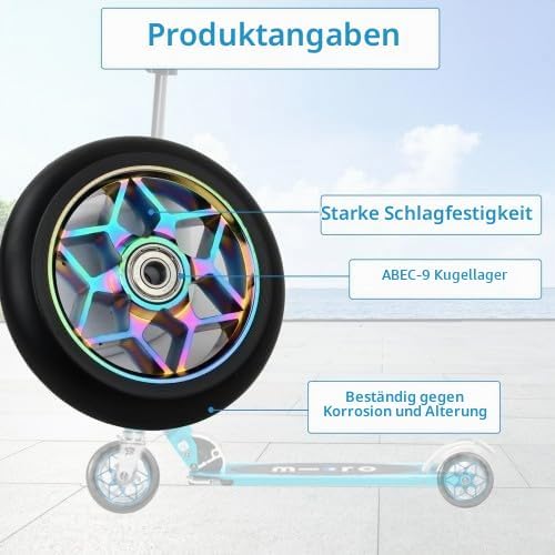 2 Stück 110mm Stunt Scooter Rollen, Scooter Ersatzräder räder mit ABEC-9 Lager, für meisten Stuntsco