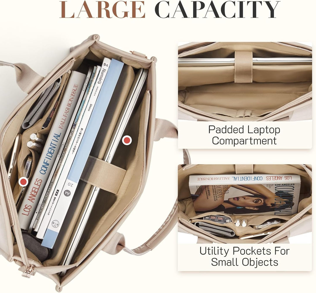 Missnine Tragetasche Canvas-Laptoptasche 15,6 Zoll Handtasche Damen Aktentasche für Damen grosse Kap