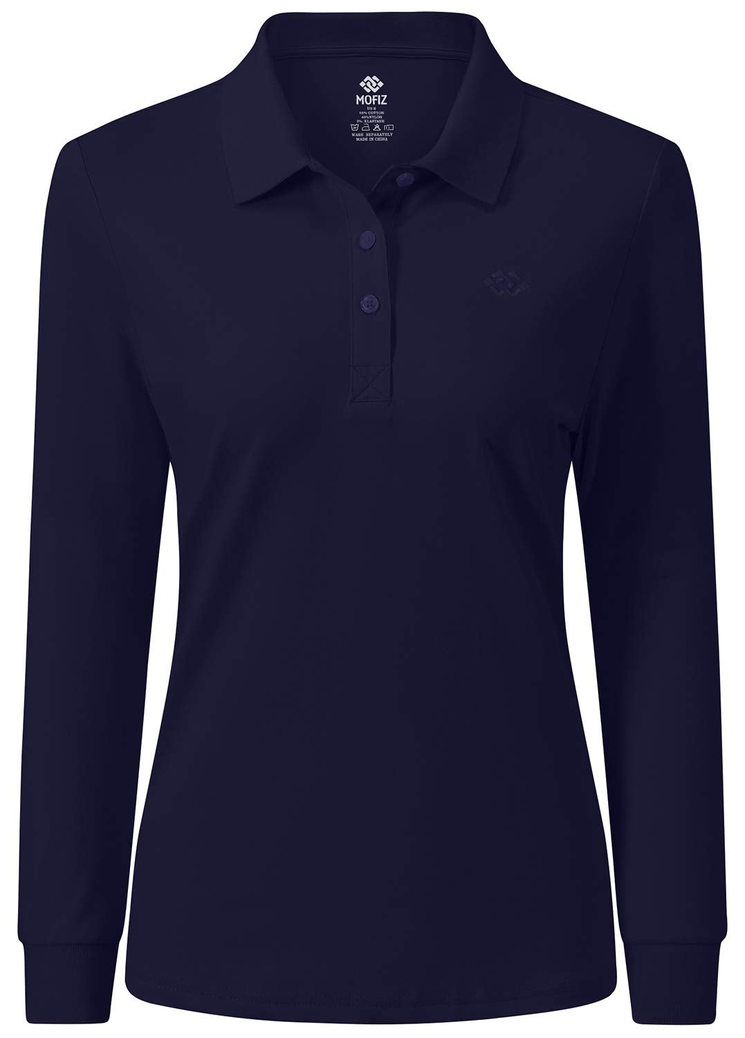 Damen Poloshirt Baumwolle Golf Wintershirt Langarm Oberteile Sports Training Polo mit Kragen Juwel B