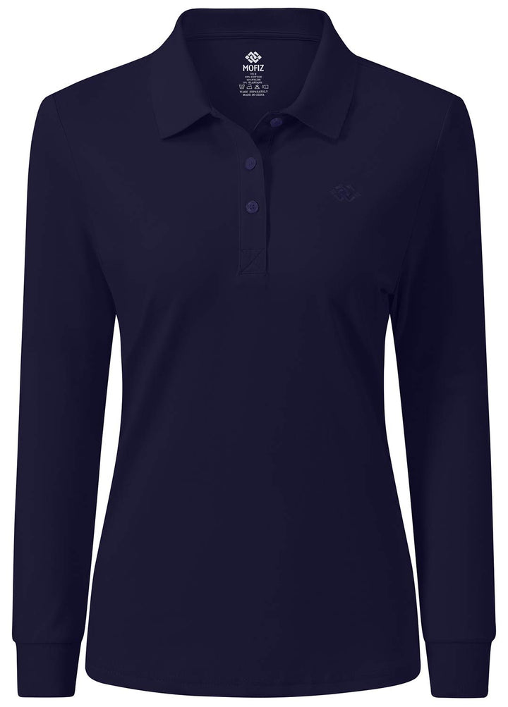 Damen Poloshirt Baumwolle Golf Wintershirt Langarm Oberteile Sports Training Polo mit Kragen Juwel B