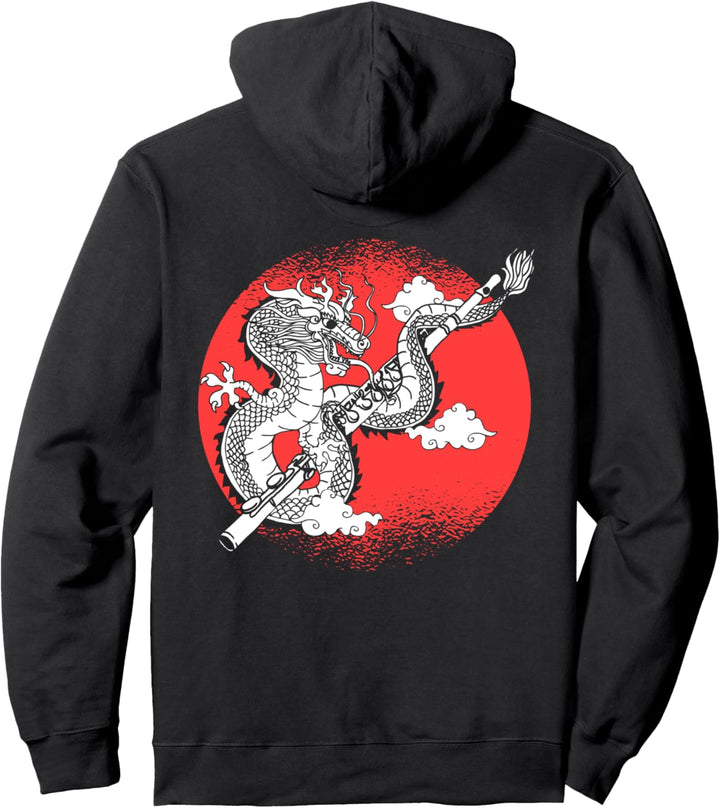 Querflöte Chinesischer Drache seitlich geblasene Flöte Flutist Pullover Hoodie
