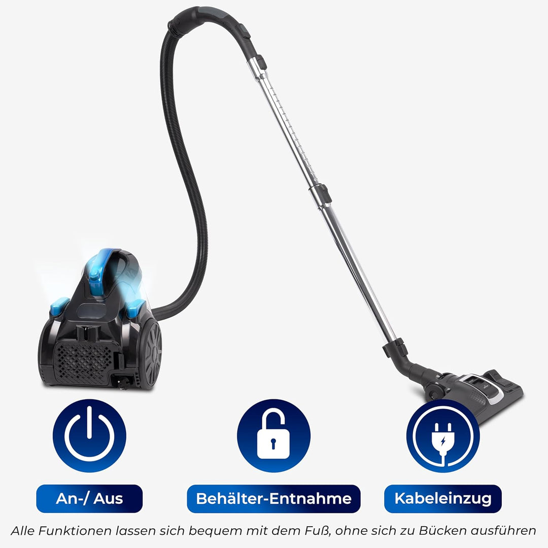 KLAMER Staubsauger Beutellos, Bodenstaubsauger ohne Beutel, Ideal für Haustierbesitzer gegen Tierhaa