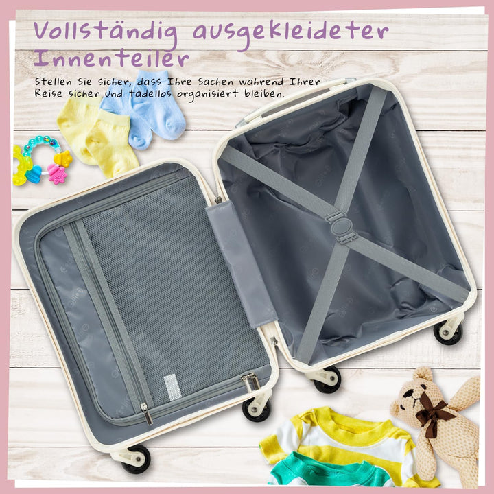 COOLIFE 5tlg Kinderkoffer mit Rucksack, Kindertrolley aus Kunststoff, Kindergepäck, Kinder Kofferset