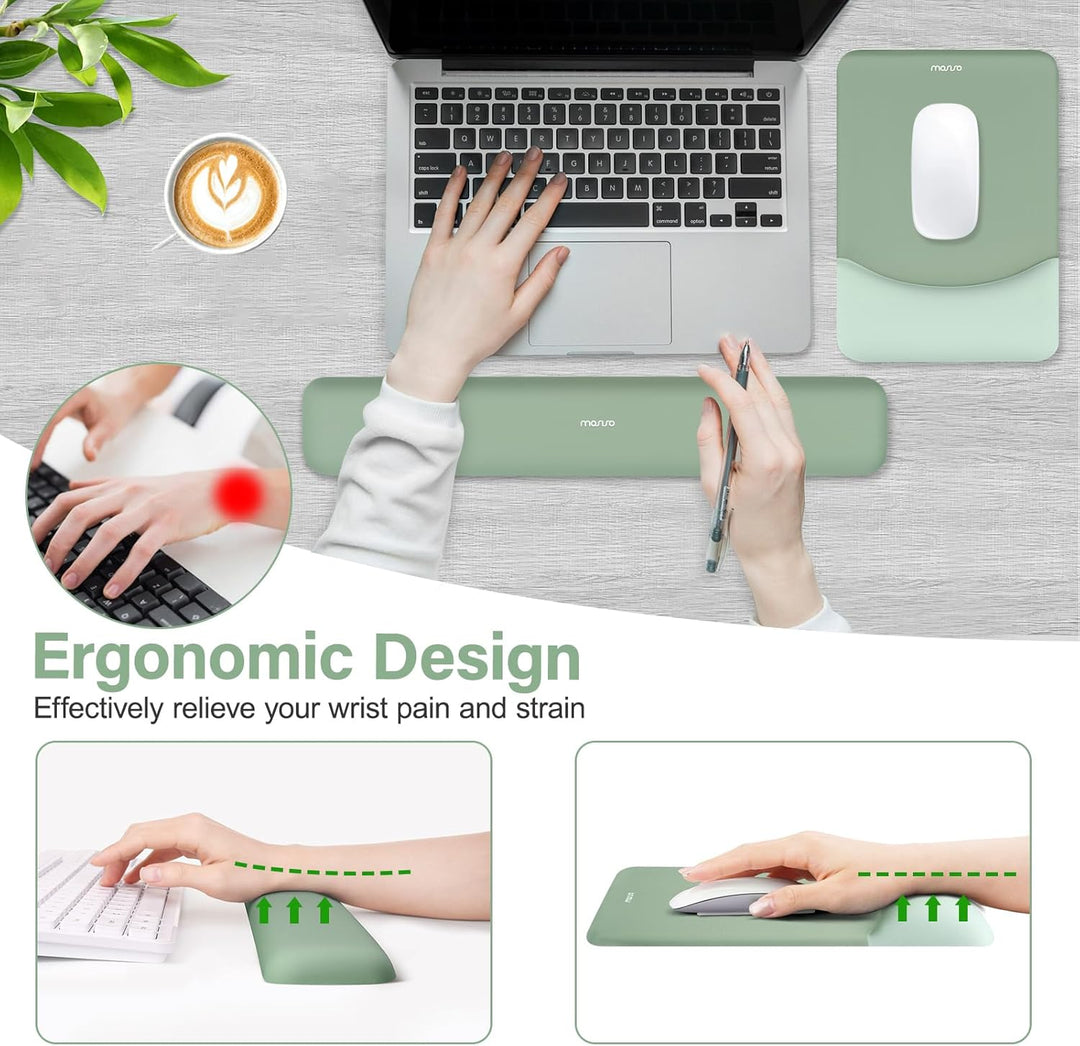 MOSISO Handgelenkstütze für Mauspad&Tastatur Set, Rechteckig Ergonomisch Mauspad Rutschfest Basis Ho