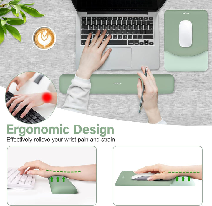 MOSISO Handgelenkstütze für Mauspad&Tastatur Set, Rechteckig Ergonomisch Mauspad Rutschfest Basis Ho