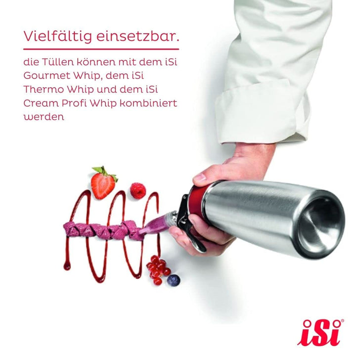 iSi 2715 Dekorationstüllen, 3-teilig + Adapter, Spritztüllen Set, Für Formen und Muster am Teller, Z