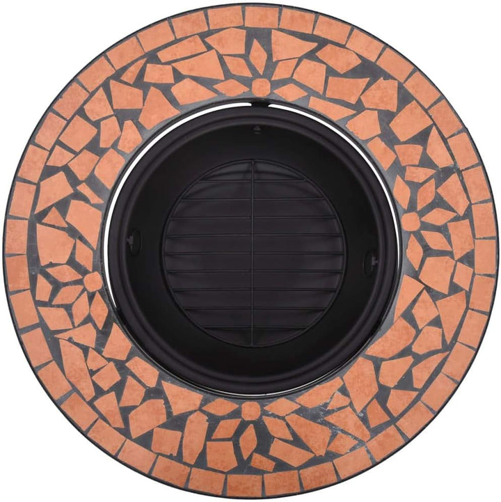 Susany Mosaik-Feuerstelle Multifunktional Feuerschale 68 x 68 x 45 cm,Gitterdesign,Feuerstelle Fire