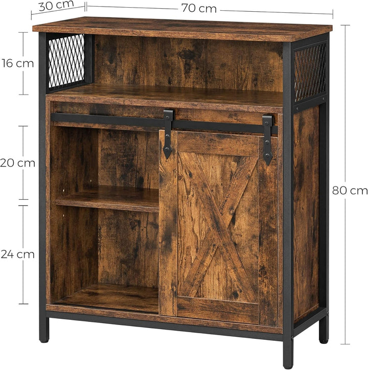 VASAGLE LSC089B01 Aufbewahrungsschrank, Sideboard, mit Schiebetür, offenes Fach, verstellbare Einleg