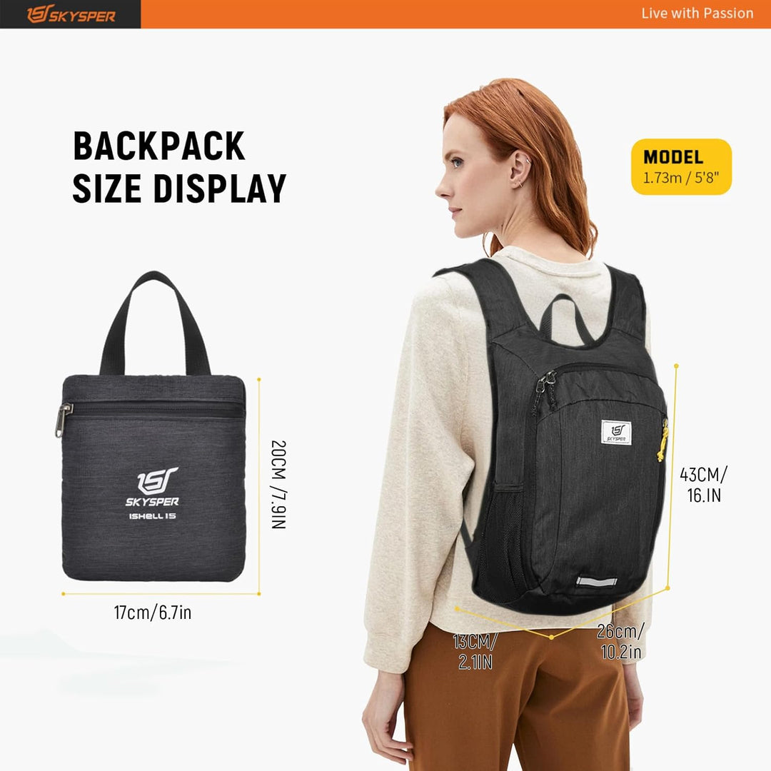 SKYSPER 10L/15L/20L Faltbarer Rucksack Ultraleicht Tagesrucksack Wasserfest Daypack Reiserucksack Wa