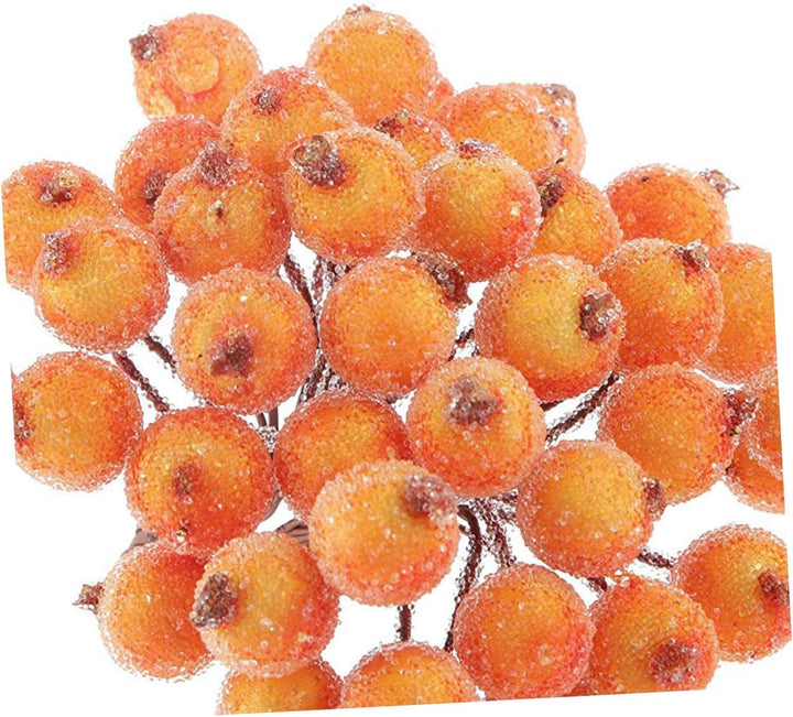Garneck Kleiner Weihnachtsbeeren Stechpalmen Künstliche Blumendekoration 200 Stück Orange Mattiertes
