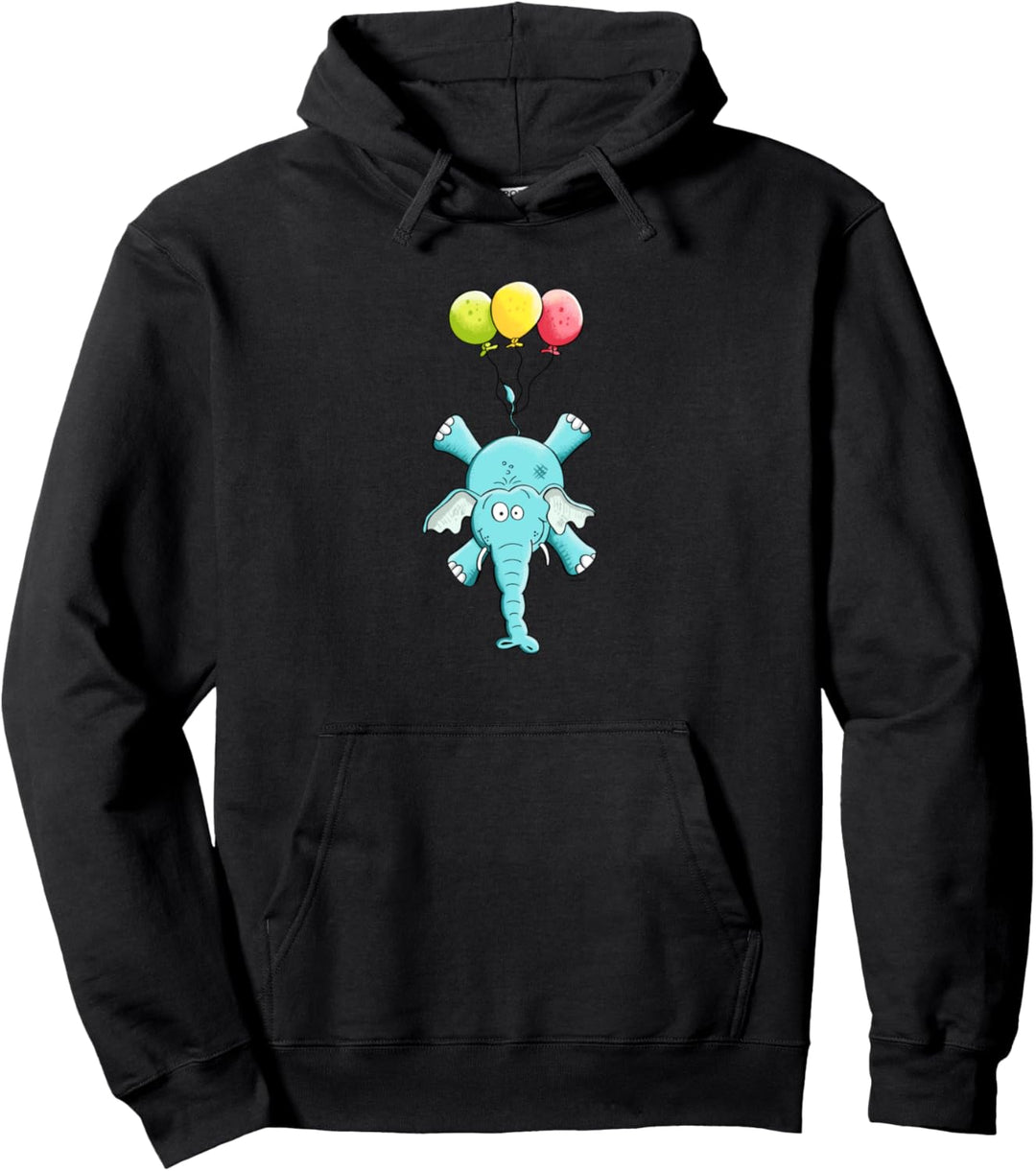 Elefant Fliegt Mit Ballons Für Wildtier Freunde Pullover Hoodie
