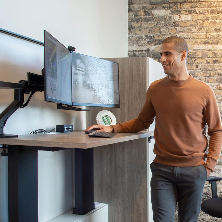 ERGOTRON HX Dual Monitor Arm in Schwarz - Monitor Tischhalterung mit patentierter CF-Technologie für