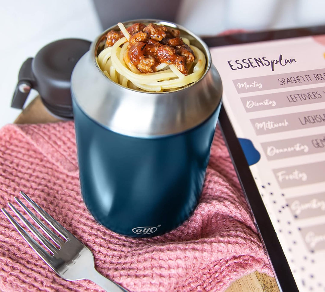 alfi CITY FOOD MUG 470ml, mystic blue, Edelstahl-Thermobehälter für Essen, Isolierbehälter für Suppe