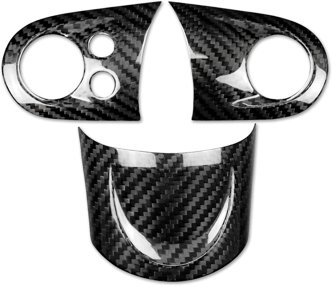 KUNGKIC Kohlefaser-Auto-Lenkrad-Tasten-Aufkleber für Mini Cooper R55 Clubman R56 R57 Zubehör Schwarz