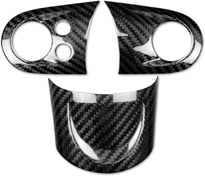 KUNGKIC Kohlefaser-Auto-Lenkrad-Tasten-Aufkleber für Mini Cooper R55 Clubman R56 R57 Zubehör Schwarz