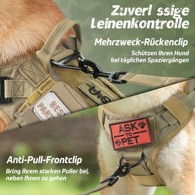 rabbitgoo No Pull Hundegeschirr Mittlere Grosse Hunde, Taktische Brustgeschirr mit MOLLE Griff Metal