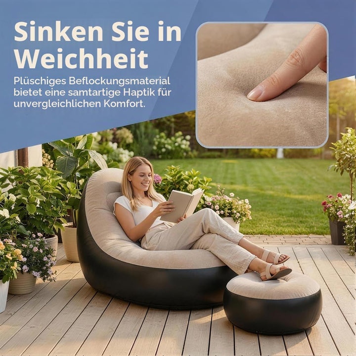 Aufblasbares Sofa mit Fusshocker, Aufblasbarer Sitzsack, Aufblasbares Stuhl Sofa, Luftsofa Aufblasba