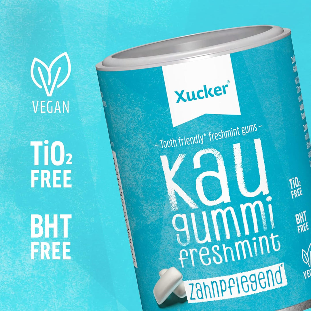 Xucker Zuckerfreie Zahnpflege Kaugummis Set - Xylit Kaugummi mit Spearmint & Freshmint Geschmack I V