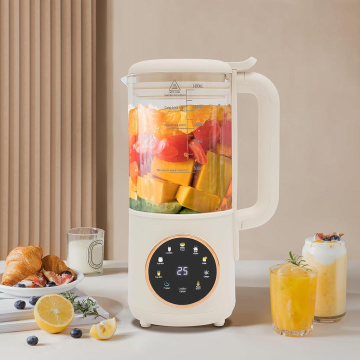 Sojamilchbereiter 600W 1400ml Nussmilch Maschine mit Touch-LED-Display und 16 Klingen Pflanzenmilchb