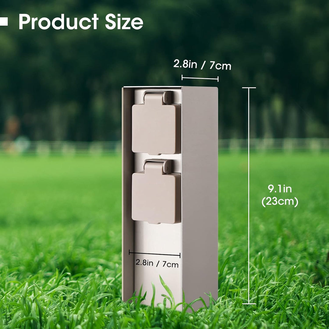 Garten Steckdosensäule mit 2-Fach Gartensteckdosen, max. 3680W, IP44 für den Aussenbereich - Eckig S
