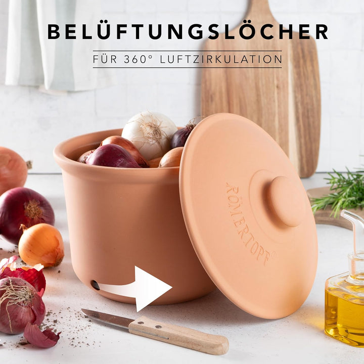 Römertopf Zwiebeltopf aus Naturton Frische-Topf Maxi Keramik Vorratstopf 2,8 Liter 1,9 Kg, 1,9 Kg