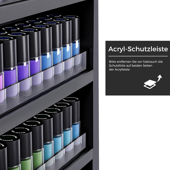Nagellackregal Wandmontage mit 6 Ebenen, Stabiler Nagellack Organizer aus MDF & Acryl, Wandregal für