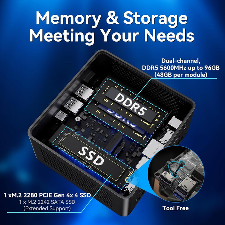 NUC 14 Pro, for ASUS NUC 14 Pro，Intel NUC 14 Pro NUC14RVH Revel Canyon AI Mini-PC, Core Ultra 7 155H