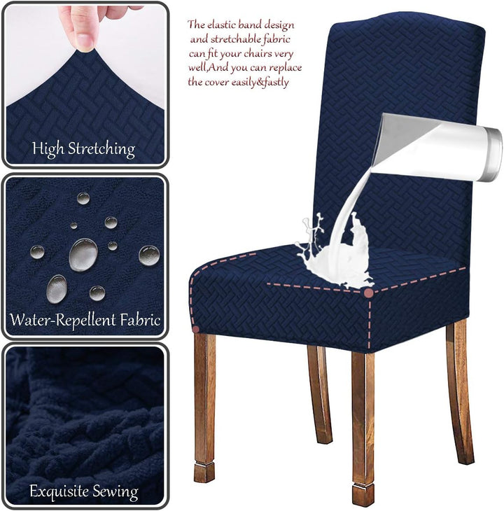 KELUINA Stretch wasserdichte Jacquard mit langem Gitter Esszimmer Stuhlhussen Home Decor, Stuhlhusse