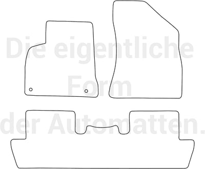 moto-MOLTICO Fussmatten Auto Velours Autoteppiche Schwarz Automatten Set 3-teilig passend für Peugeo