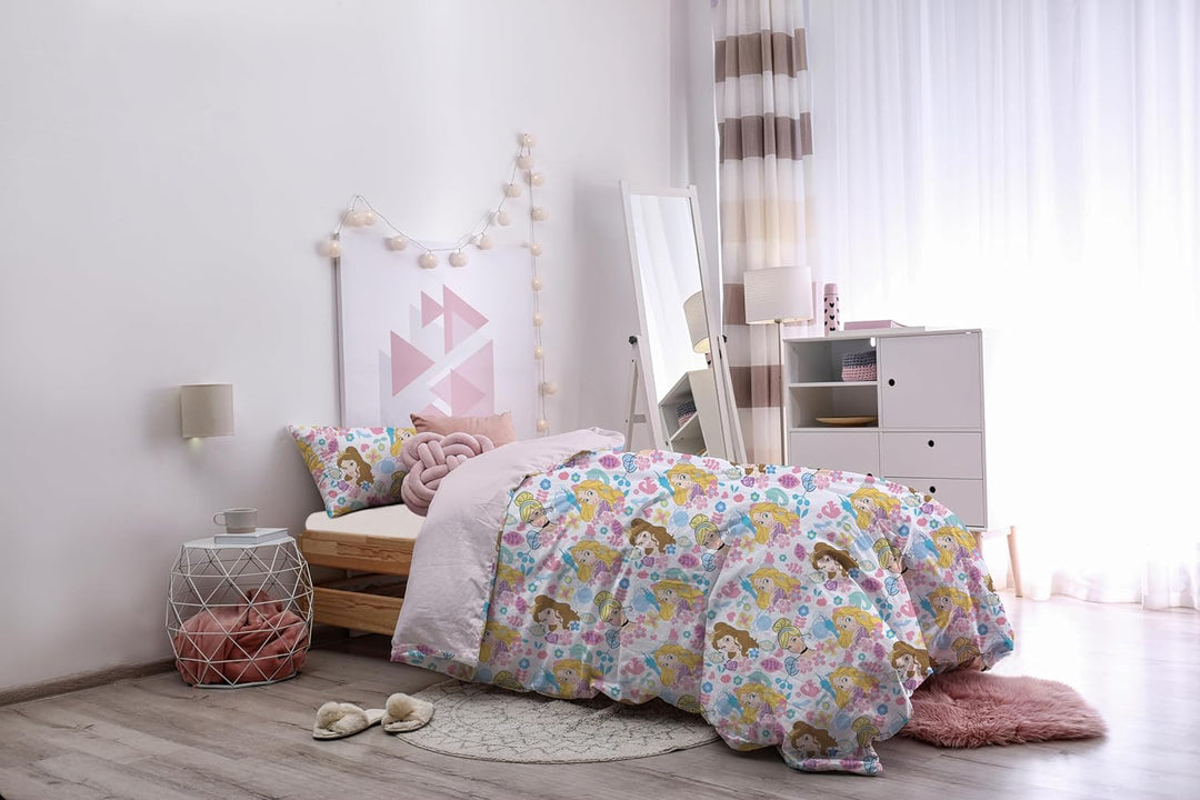 Princess, Bettbezug-Set für Einzelbett, Baumwolle, Rosa, 155 x 200 cm, Kissenbezug 50 x 80 cm, Disne