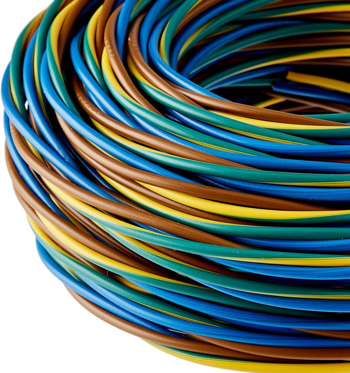 Electraline 25148, Kabel H07V-K, 1x2.5 mm, 5 M, Marrón / Azul / Verde / Amarillo
