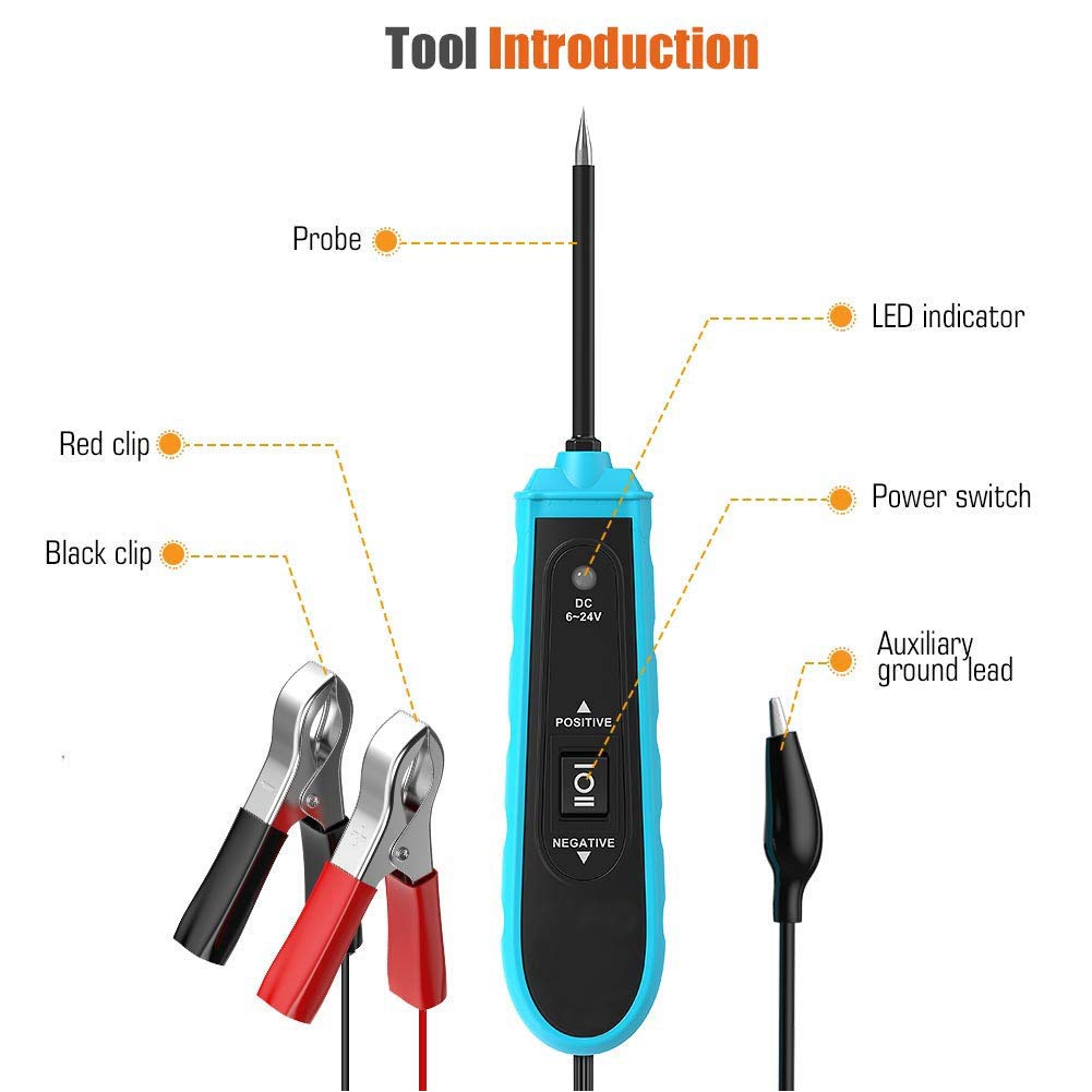 Tbest 6-24V Kfz Stromkreistester Diagnosesystem, Auto Spannungsprüfstift Elektrisch Schaltkreisteste