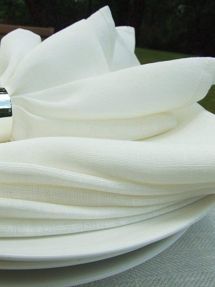 LinenMe Set 12 Servietten Milchweiss Leinen Lucia, 47 x 47 cm 0019912