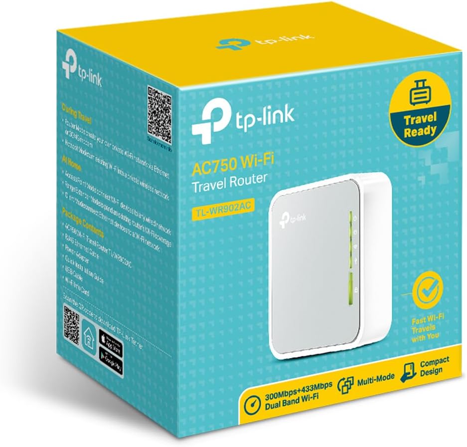 TP-Link TL-WR902AC AC750 WLAN Nano Router (433Mbit/s (5GHz) +300Mbit/s (2,4GHz) (tragbar, Accesspoin